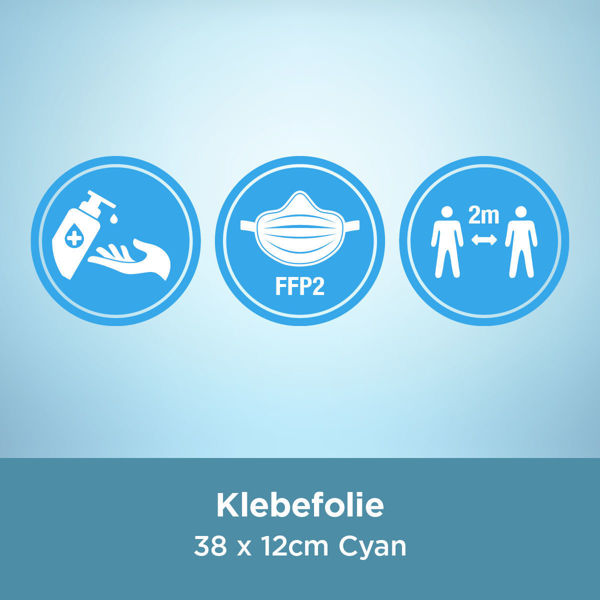 Klebefolie COVID Schutz 38x12cm Cyan