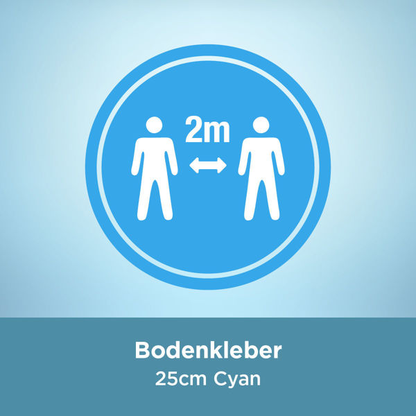 Bodenkleber COVID 2 Meter / 25cm Cyan